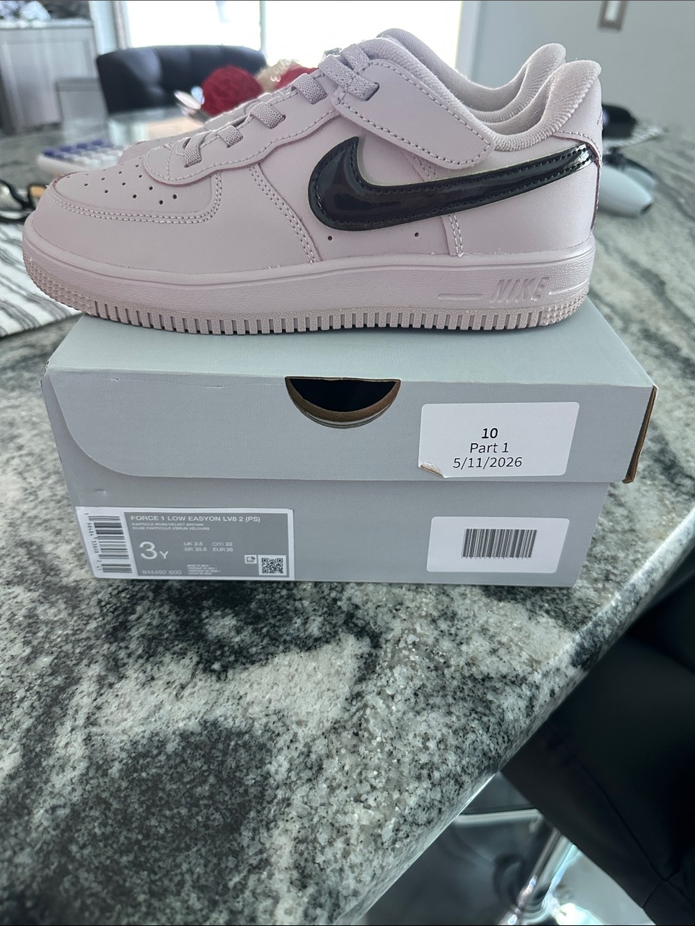 ⭐️LIMITED EDITION AF1⭐️. Nike Kids Light Pink Low-Top Sneakers with Black Swoosh